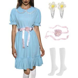 The Shining Twin Costume - Blue Puff Sleeve Dress with Accessories